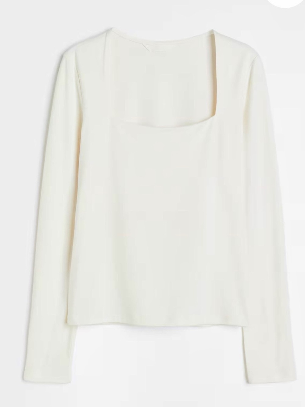 H&M NWT White Square-Neck Long Sleeve stretchy double lined Top
